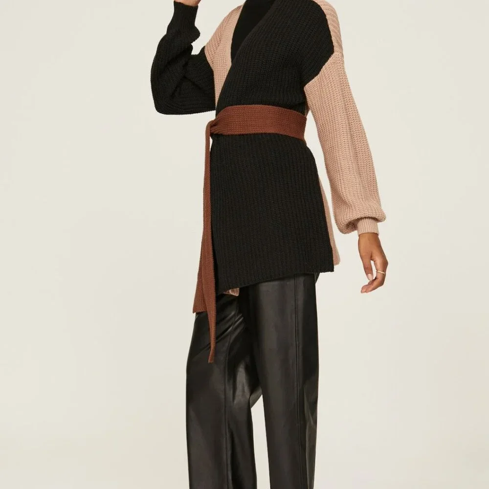 Brown Color Block Cardigan - Picture 3 of 5